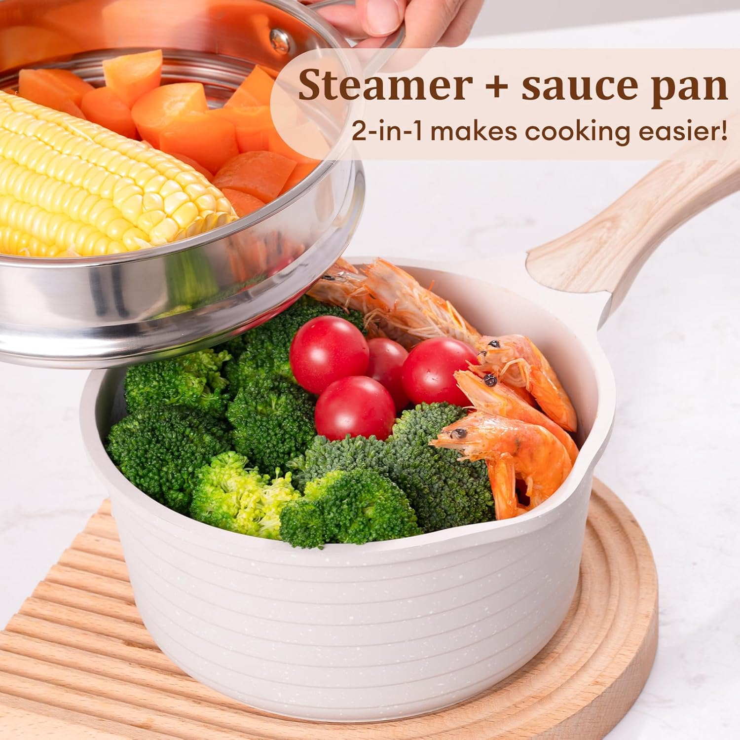 JEETEE 15 Quart Saucepan with Steamer Basket and Lid