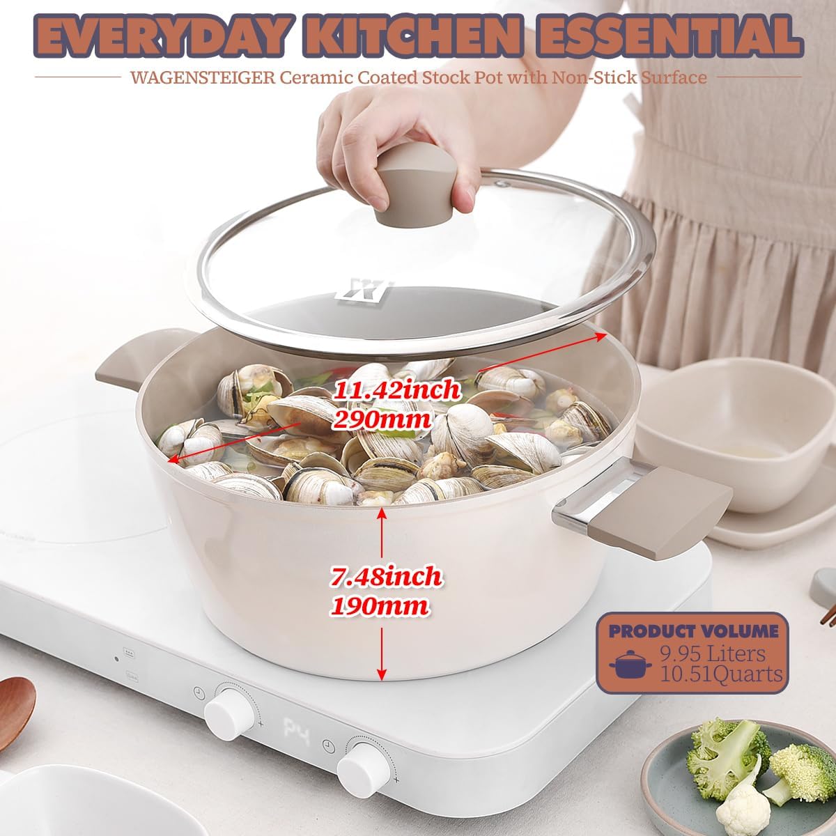 WAGENSTEIGER7-Layered Ceramic Stock Pot with Non-Stick Bakelite Handles