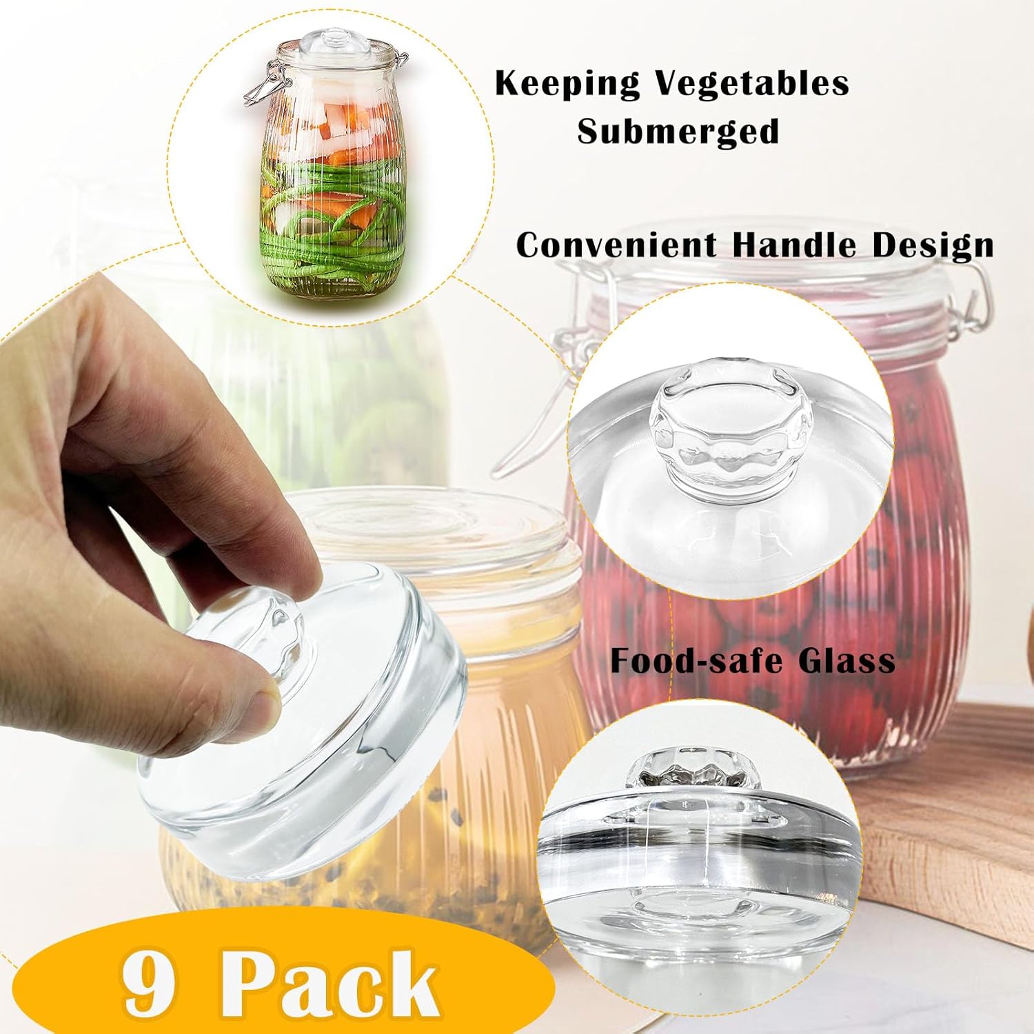 9-Piece Fermentation Glass Weights with Easy Grip Handles