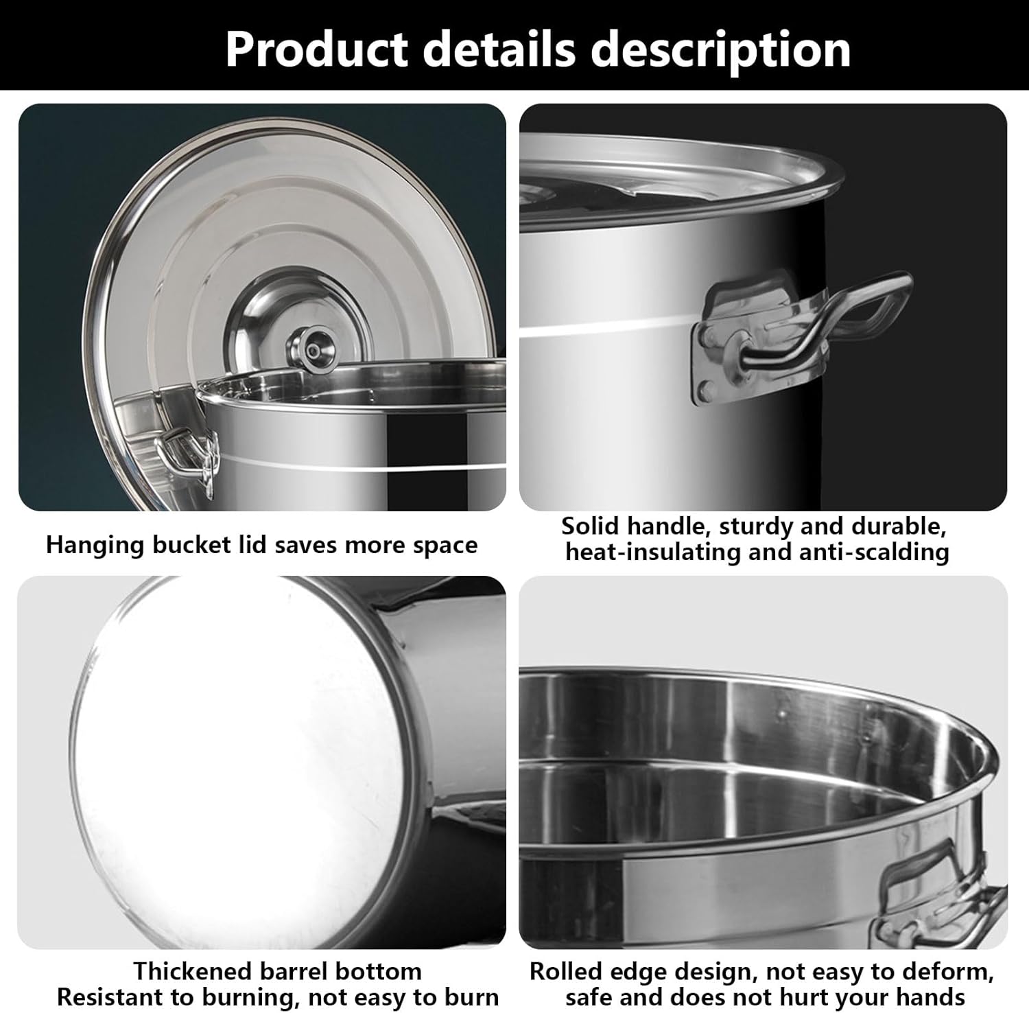 AIZYR 304 Stainless Steel Stock Pot 25x26cm 1
