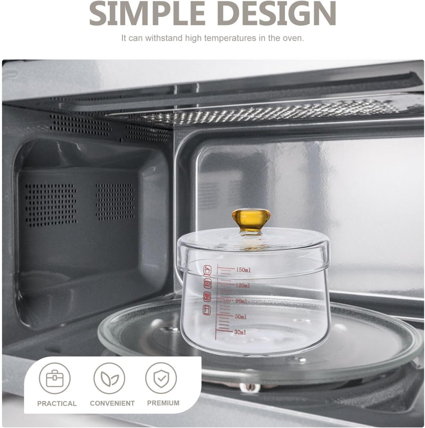 Alipis Glass Cooking Pot with Lid Heat-Resistant 150ml