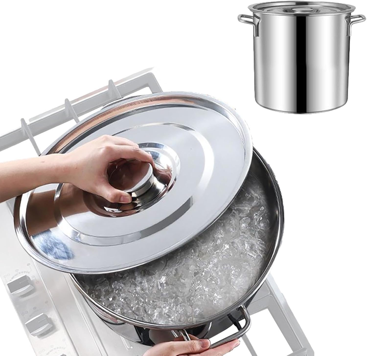 Stainless Steel Stockpot with Thick Aluminum Base - 35L 62L 10L