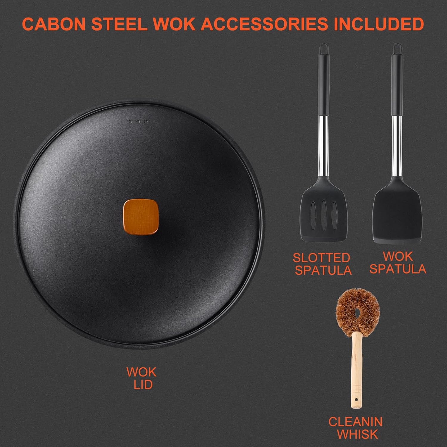 13 Carbon Steel Wok with Lid