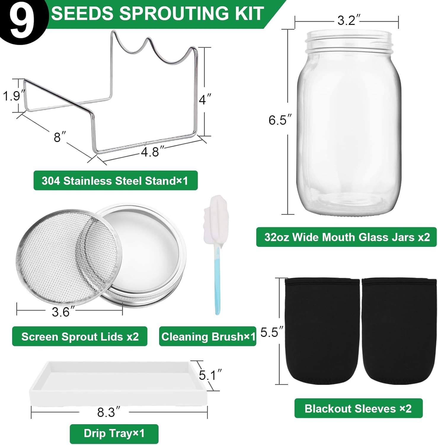 High-Quality Sprouting Jar Kit for Broccoli Alfalfa Mung Bean Seeds