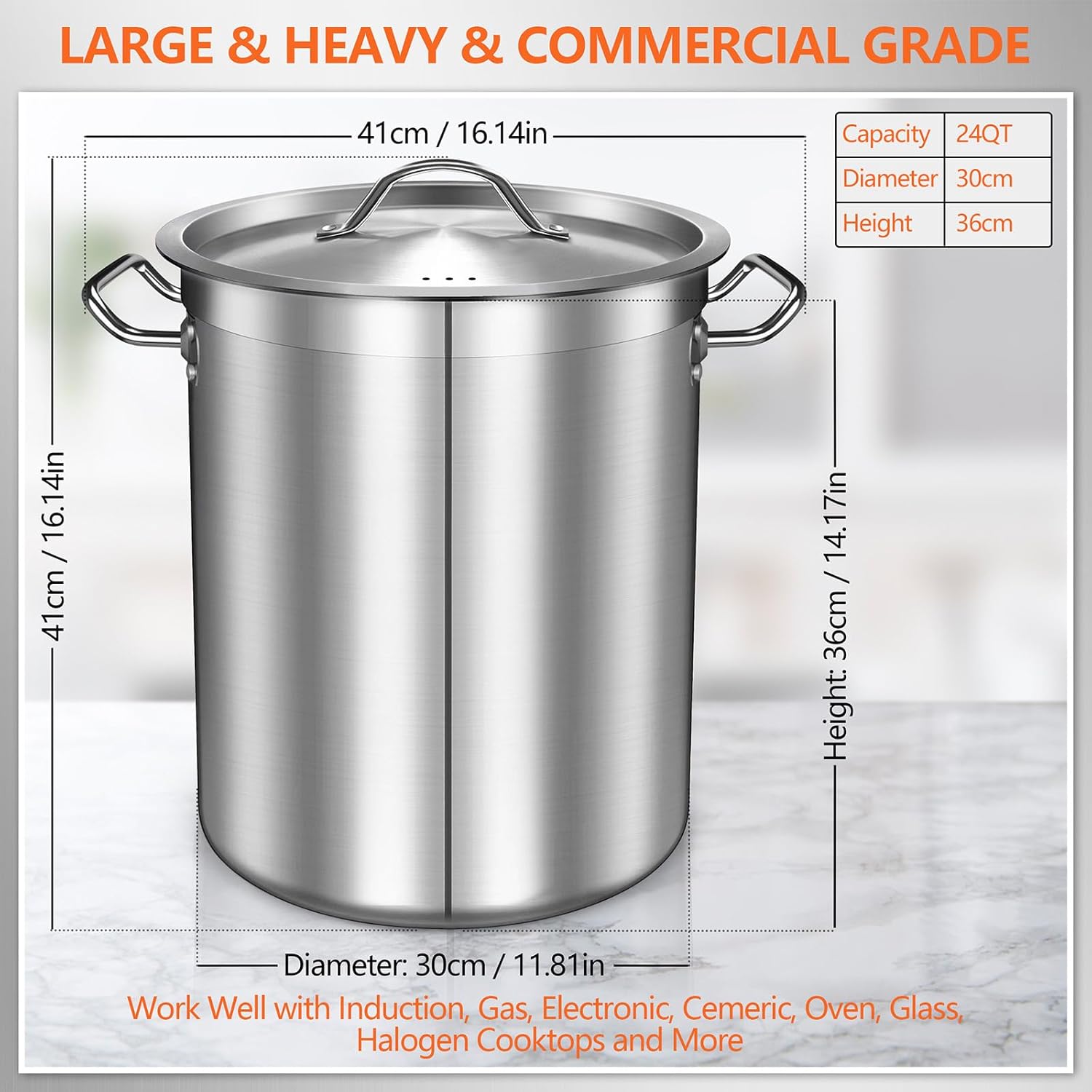 24-Quart Stainless Steel Stock Pot