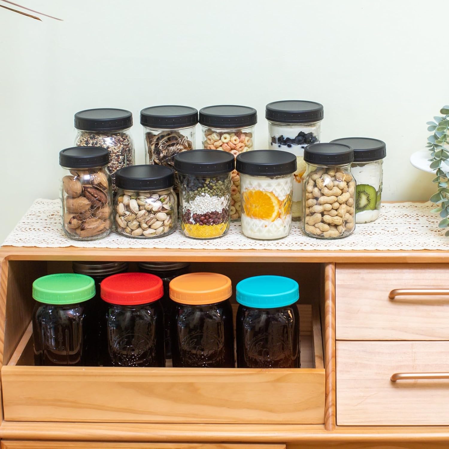Organic Mason Jar Lids with Silicone Rings