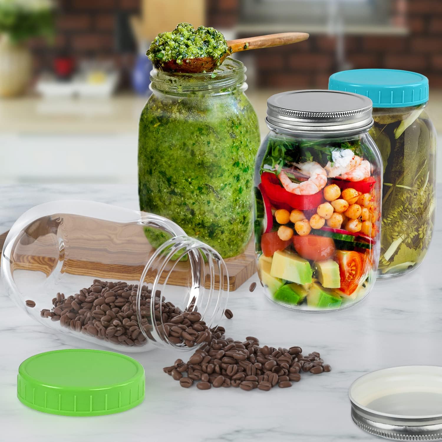 Perfect for Preserving Meal Prep Mason Jars with Lids Home Kitchen Essential