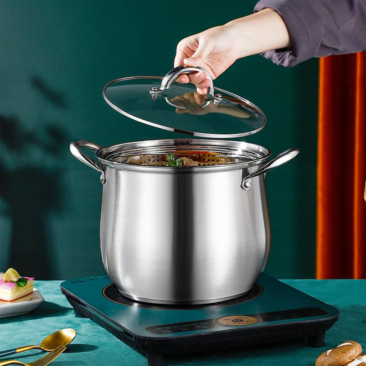 BAKOUSTAR 10 Stainless Steel Stock Pot with Lid