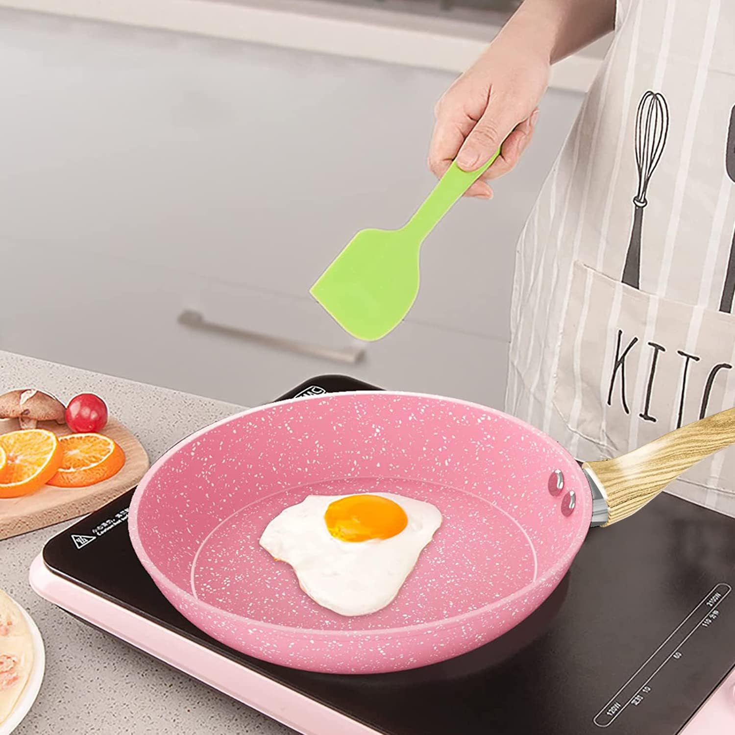Ultra Nonstick Pink Fry Pan 11 Inch PTFE-Free