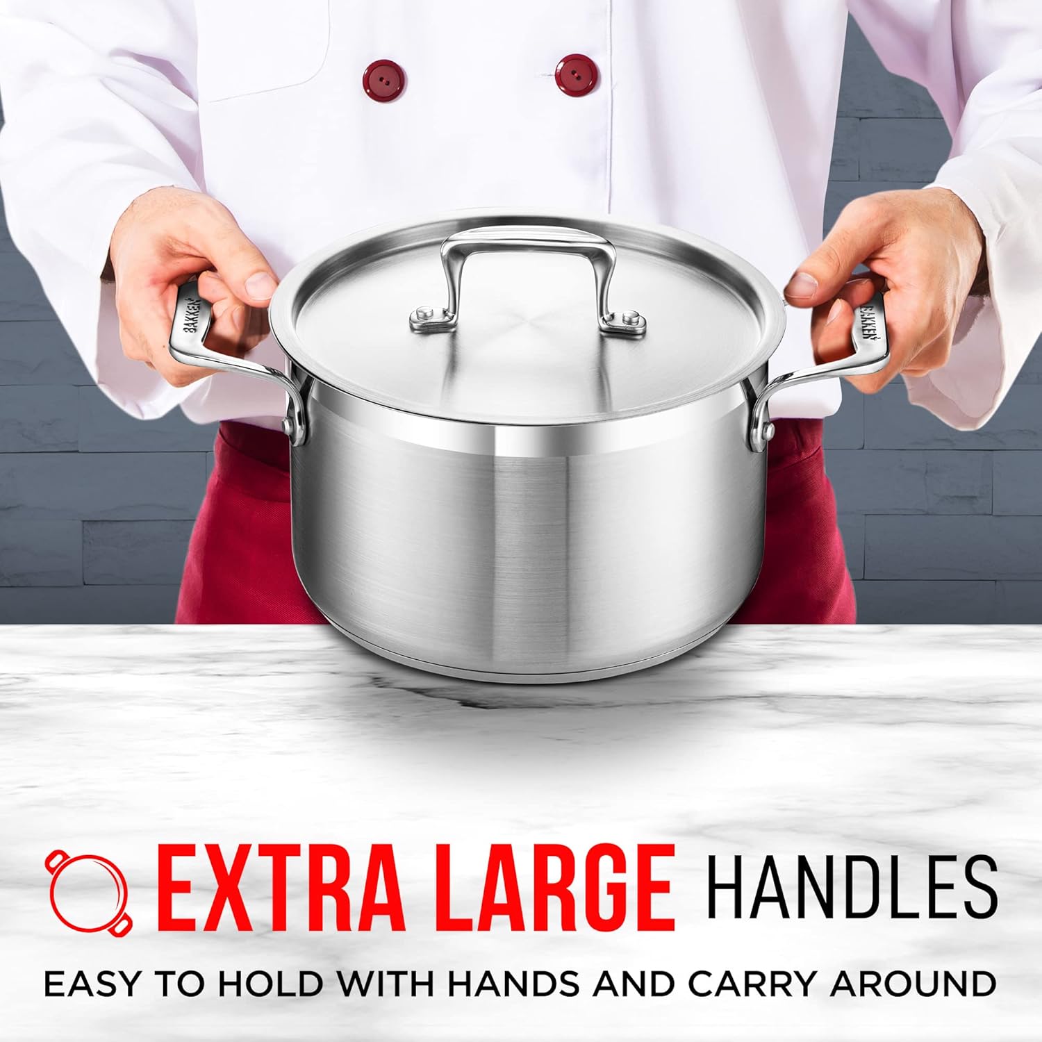 Bakken-Swiss 5 Quart Stockpot with Lid and Riveted Handles