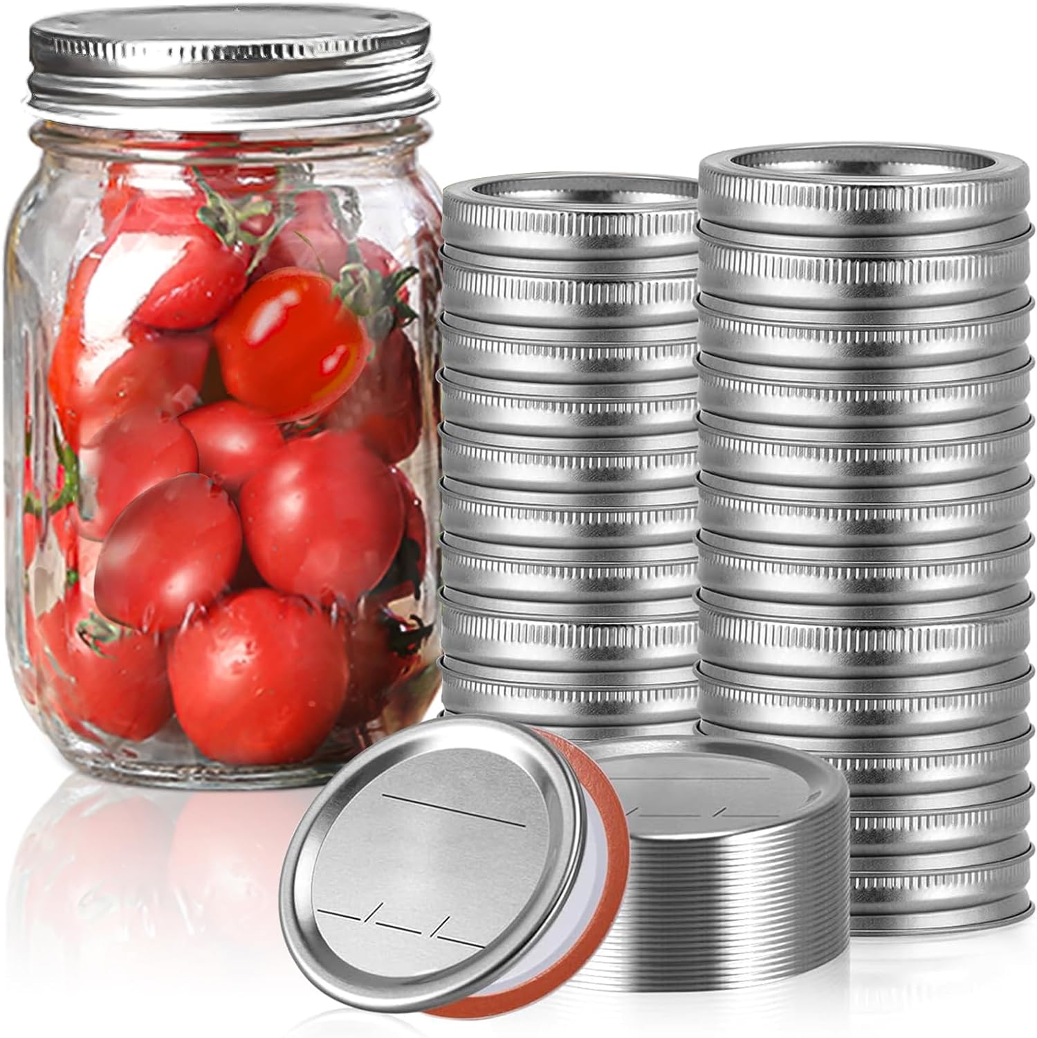 LOVE MOMENT 48PCS Canning Lids Rings for Mason Jars