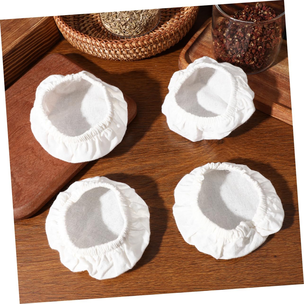 4pcs Cotton Jar Covers for Glass Jars and Canning Lids