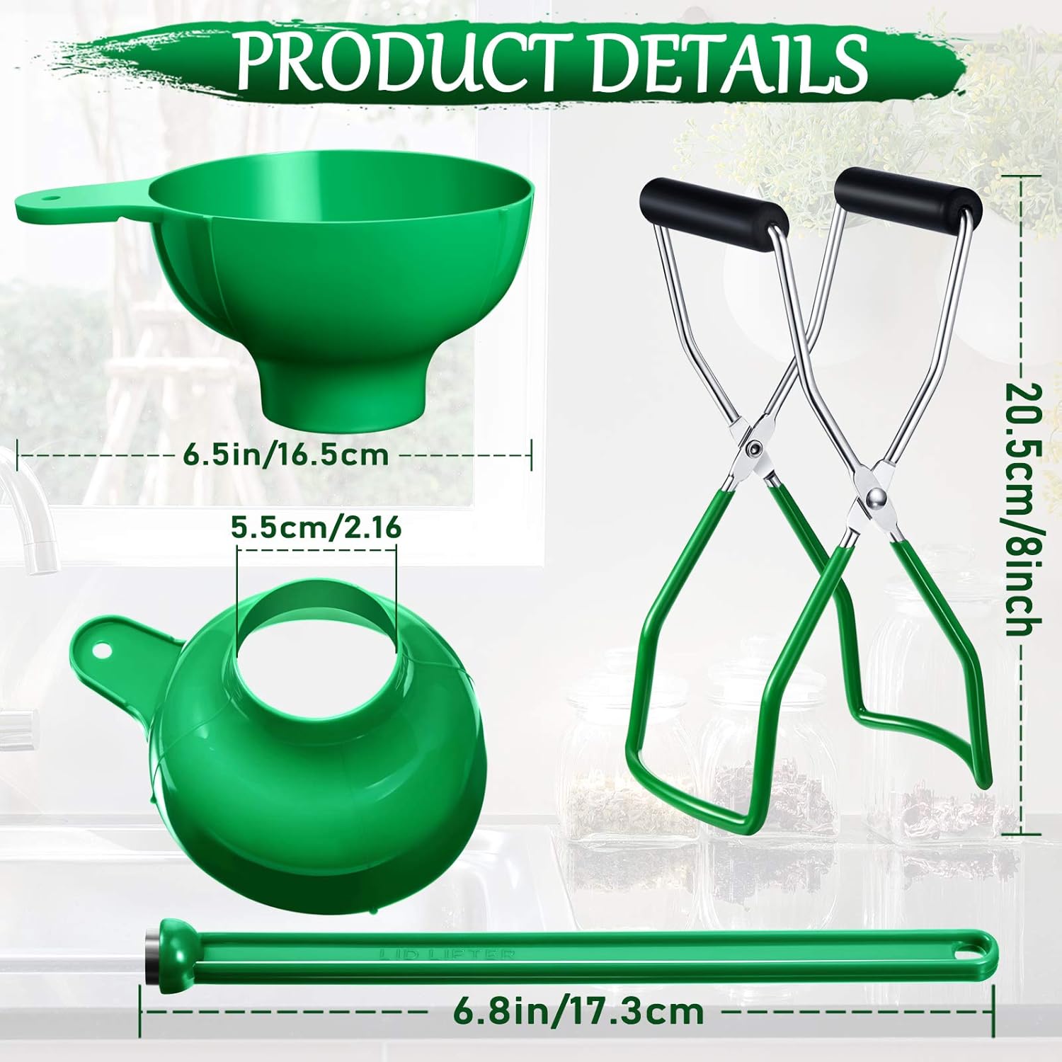 3-Piece Canning Essentials Kit with Jar Lifter Funnel Magnetic Lid Wand