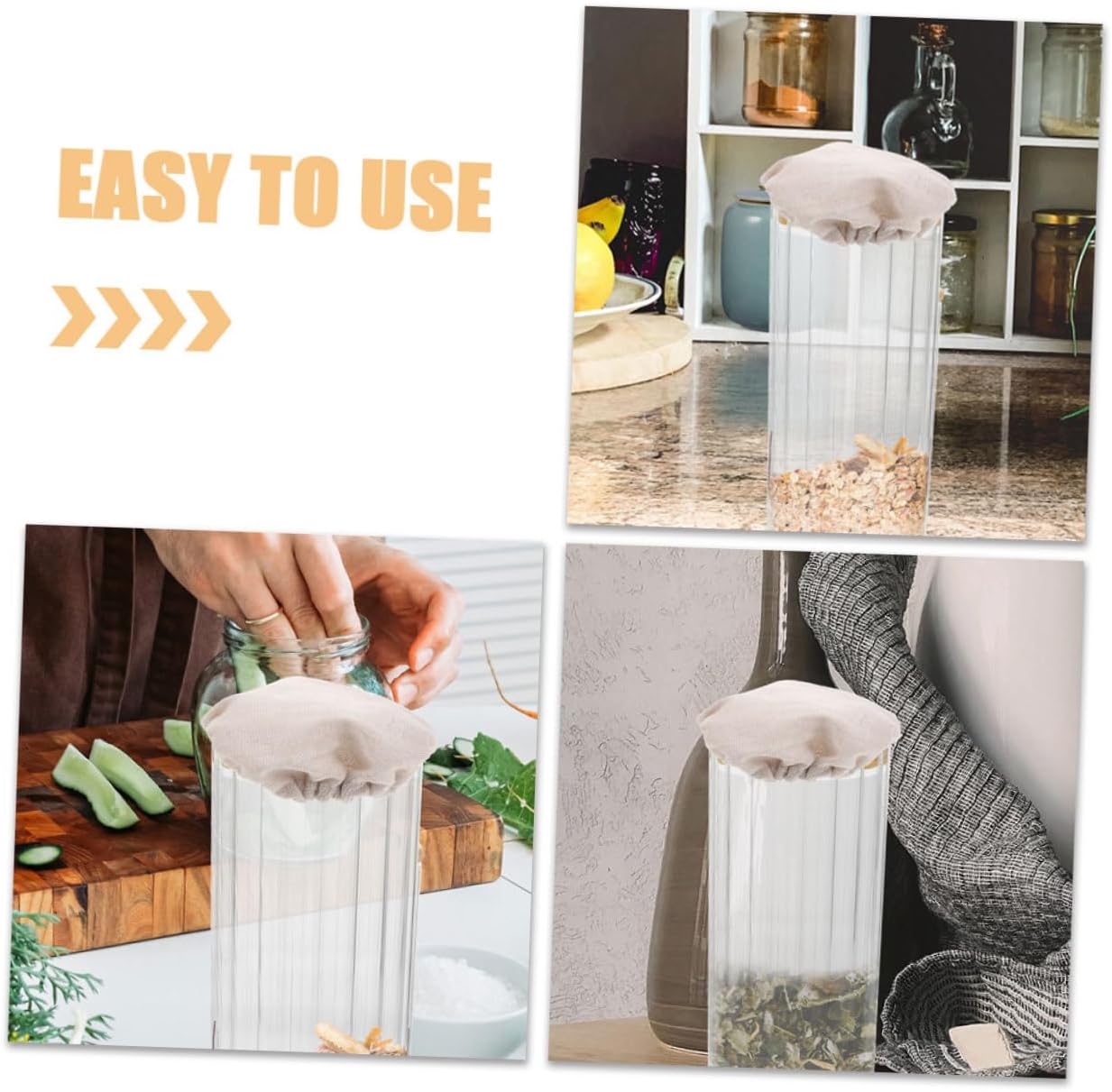 2-Piece Beige Cloth Airtight Jar Lids