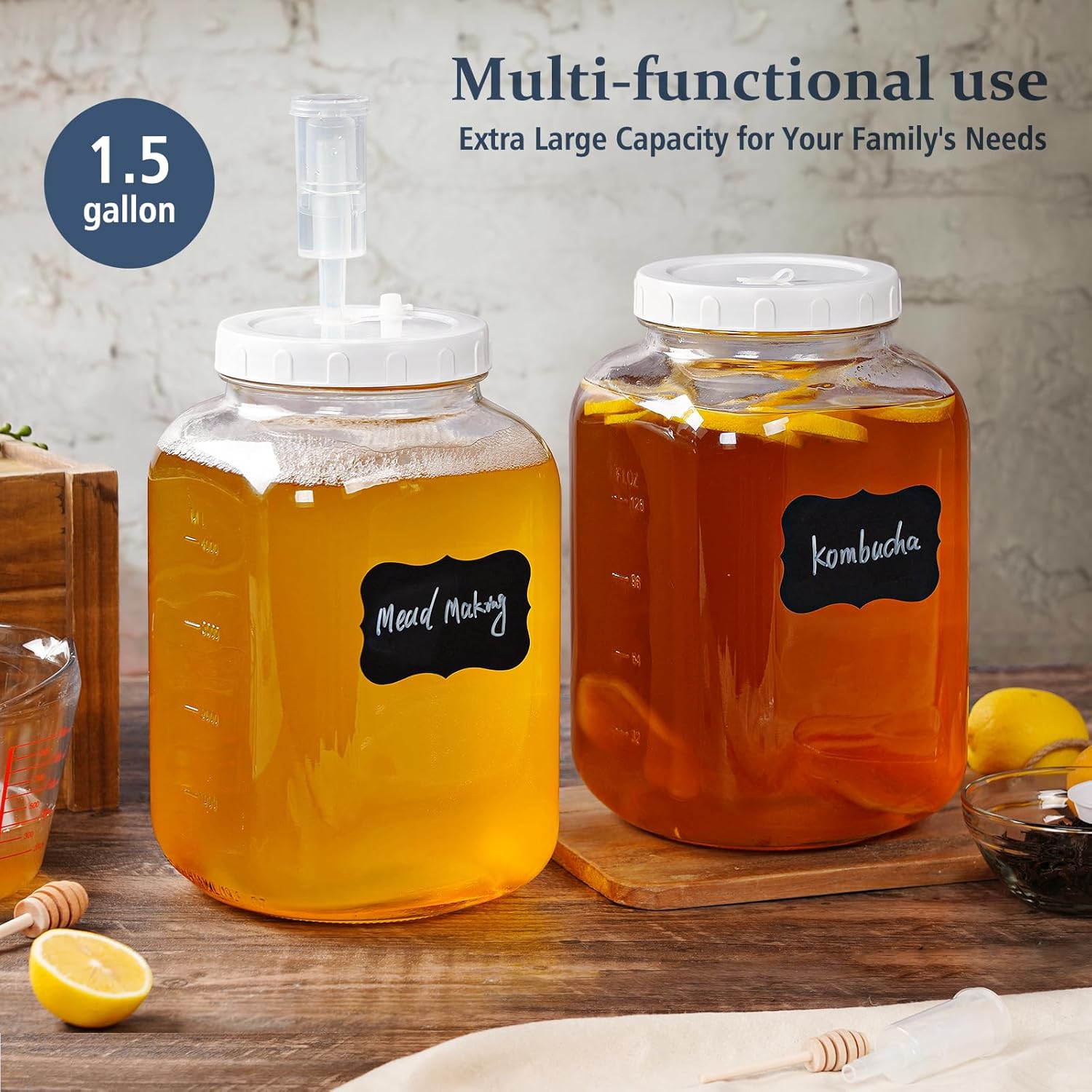 15 Gallon Fermentation Jars with 2 Airtight Lids