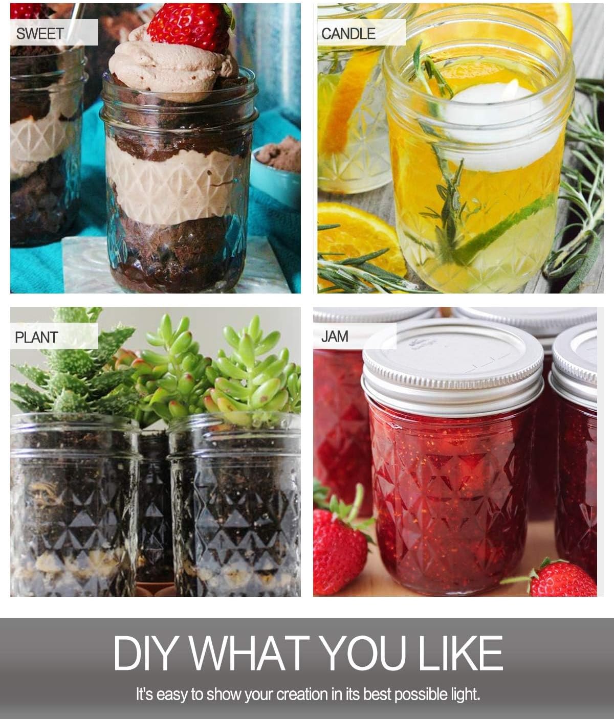 12-Pack 16oz Wide Mouth Mason Jars Verones Preserve Canning Jar Set