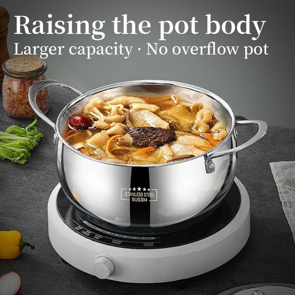 Stainless Steel Stock Pot with Lid Family- friendly Cooking Pan