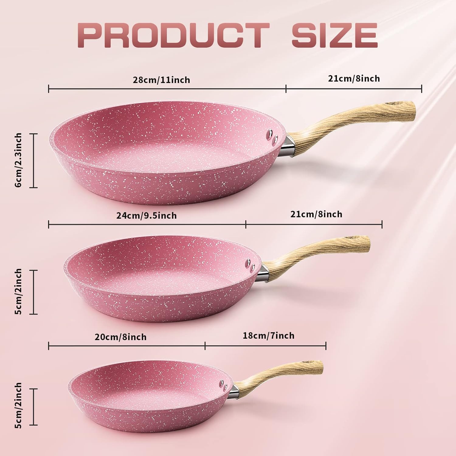 Ultra Nonstick Pink Fry Pan 11 Inch PTFE-Free