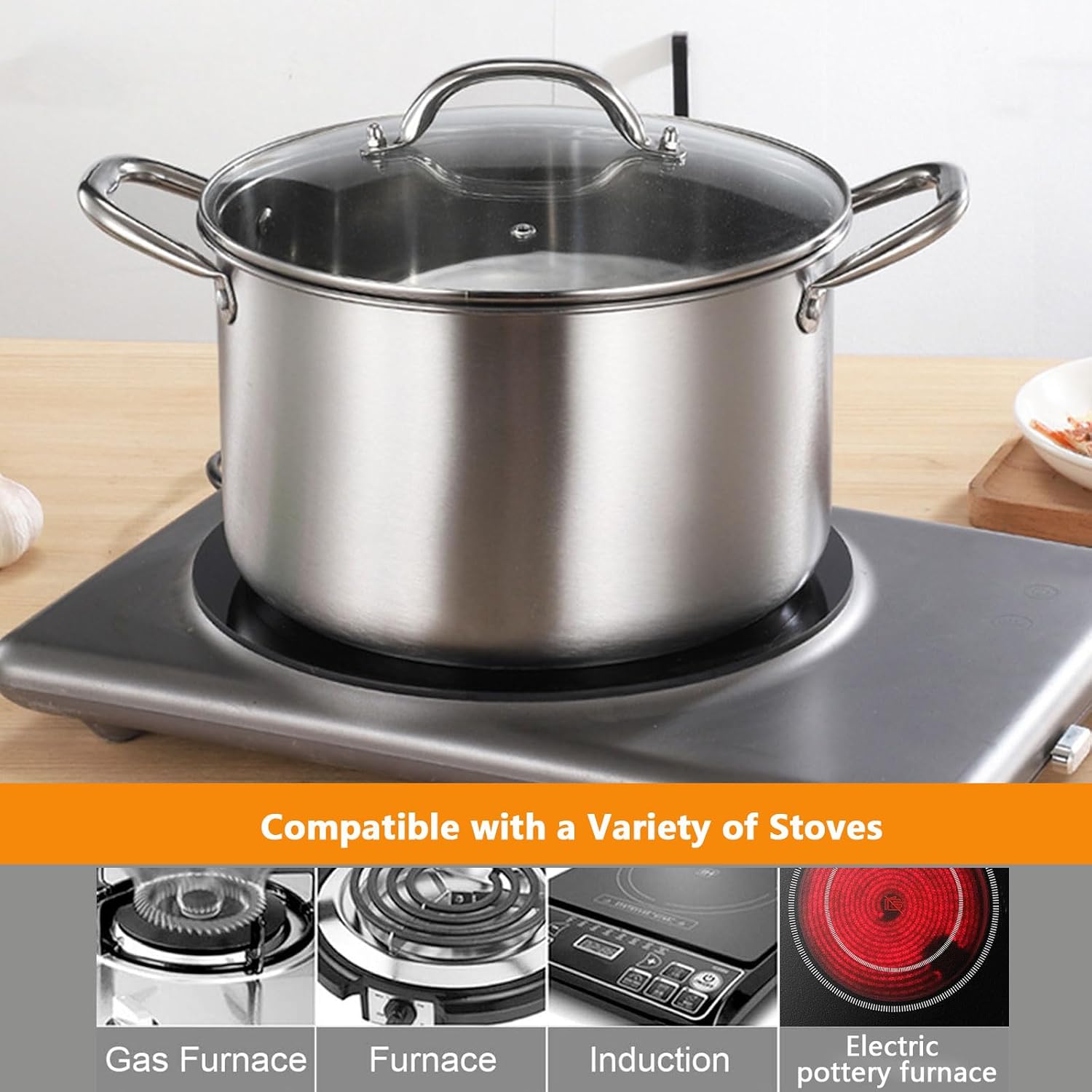 High-Quality 304 SS Stockpot with Lid
