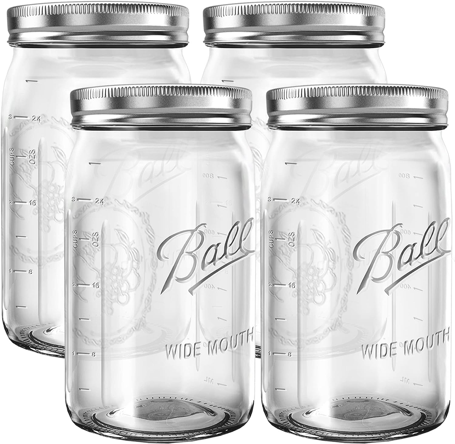 CAMDEPOSU 32 oz Wide Mouth Mason Jars 4 Pack
