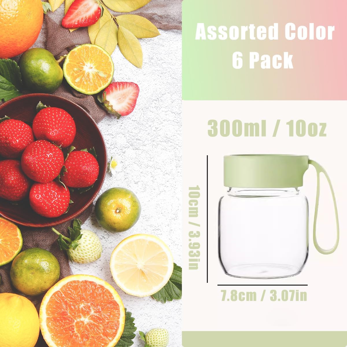 Danmu Glass Juice Bottles Reusable Leakproof 10oz