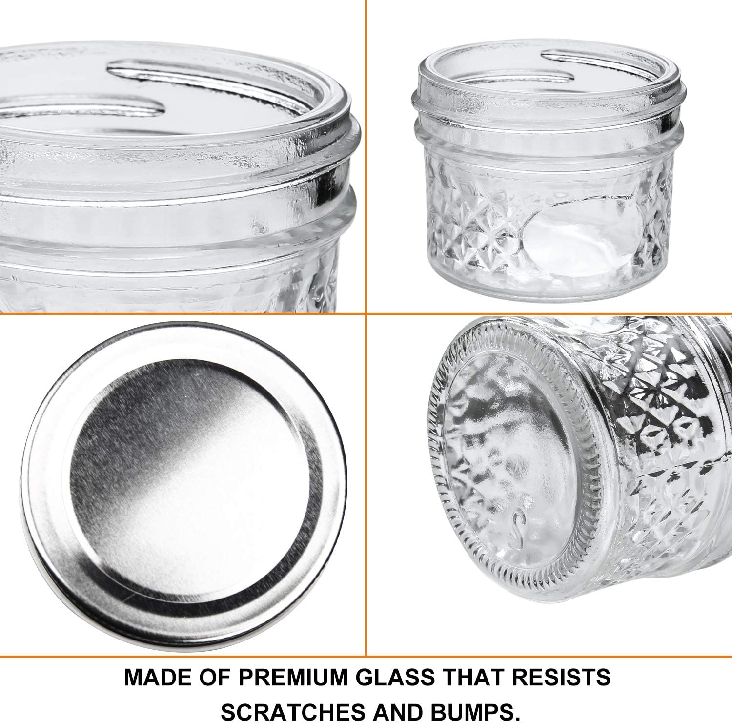 Accguan 40-Piece Mason Jars Silver Lids Durable Lab Certified