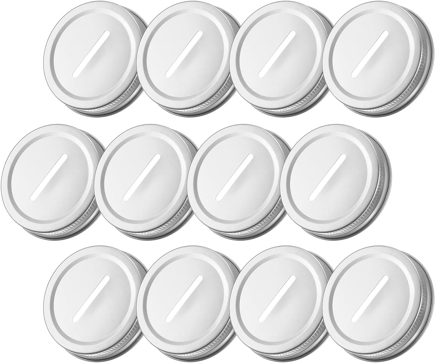 Exquisite Metal Coin Slot Lids for Canning Banks 12Pcs 70mm Silver Tone