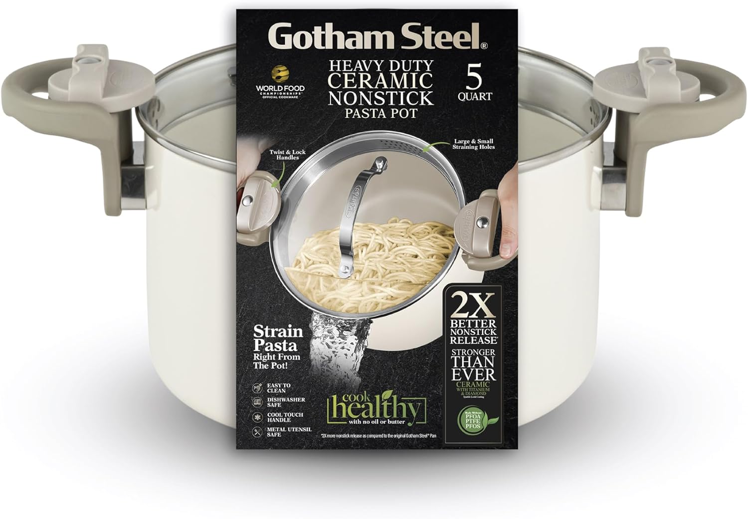 GOTHAM STEEL STRainer Lock 5 Qt Multi-Purpose Stock Pot