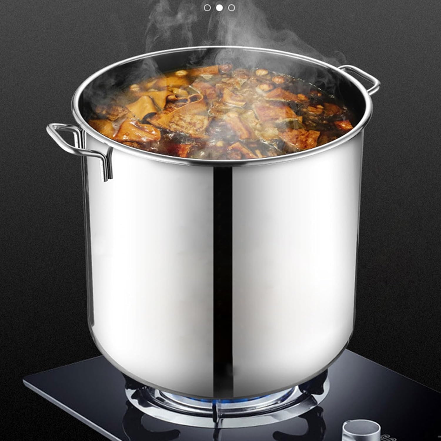 Stainless Steel Stockpot Durable Rust-Resistant Large Capacity Easy to Open Lid