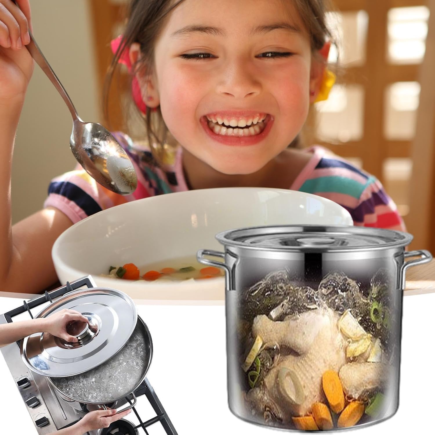 Stainless Steel Soup Pot Large Capacity Stockpot for Family Cooking