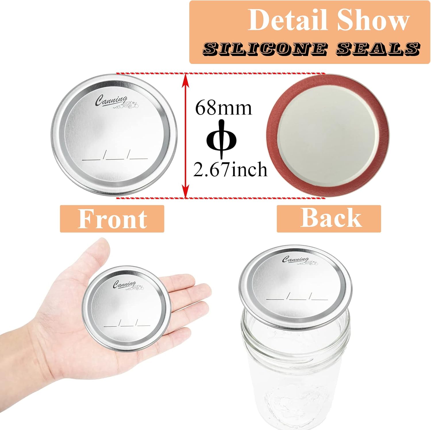 100-Count Regular Mouth Canning Lids for Ball Kerr Jars