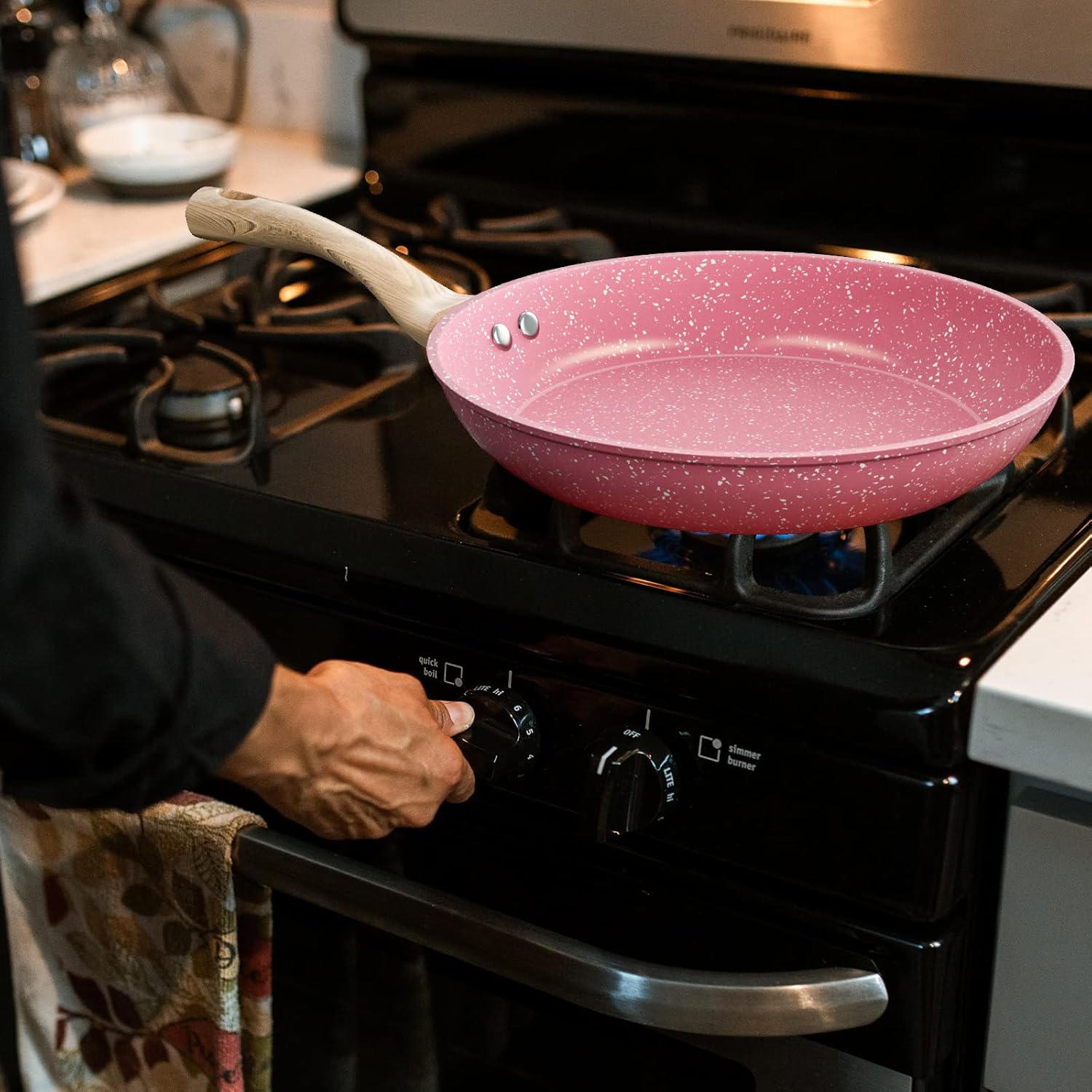 Ultra Nonstick Pink Fry Pan 11 Inch PTFE-Free