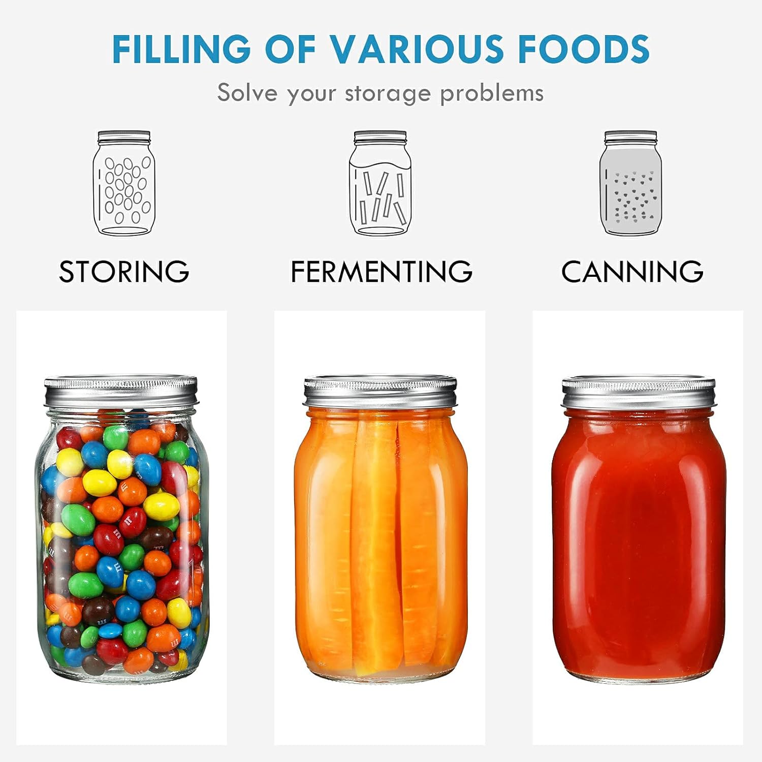 Wide Mouth Mason Jars for Preserving Cooking