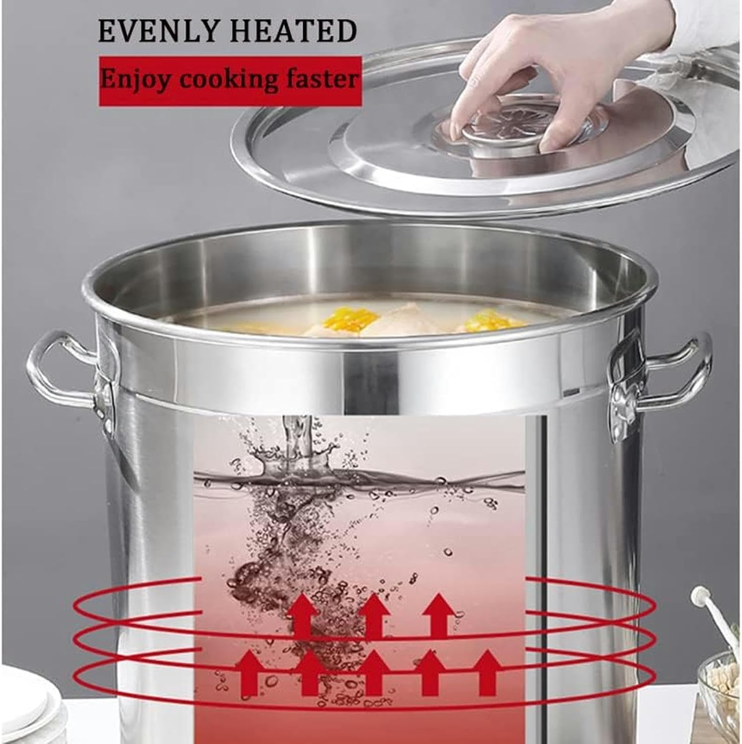 Stainless Steel Stockpot with Lid 45QT63QT