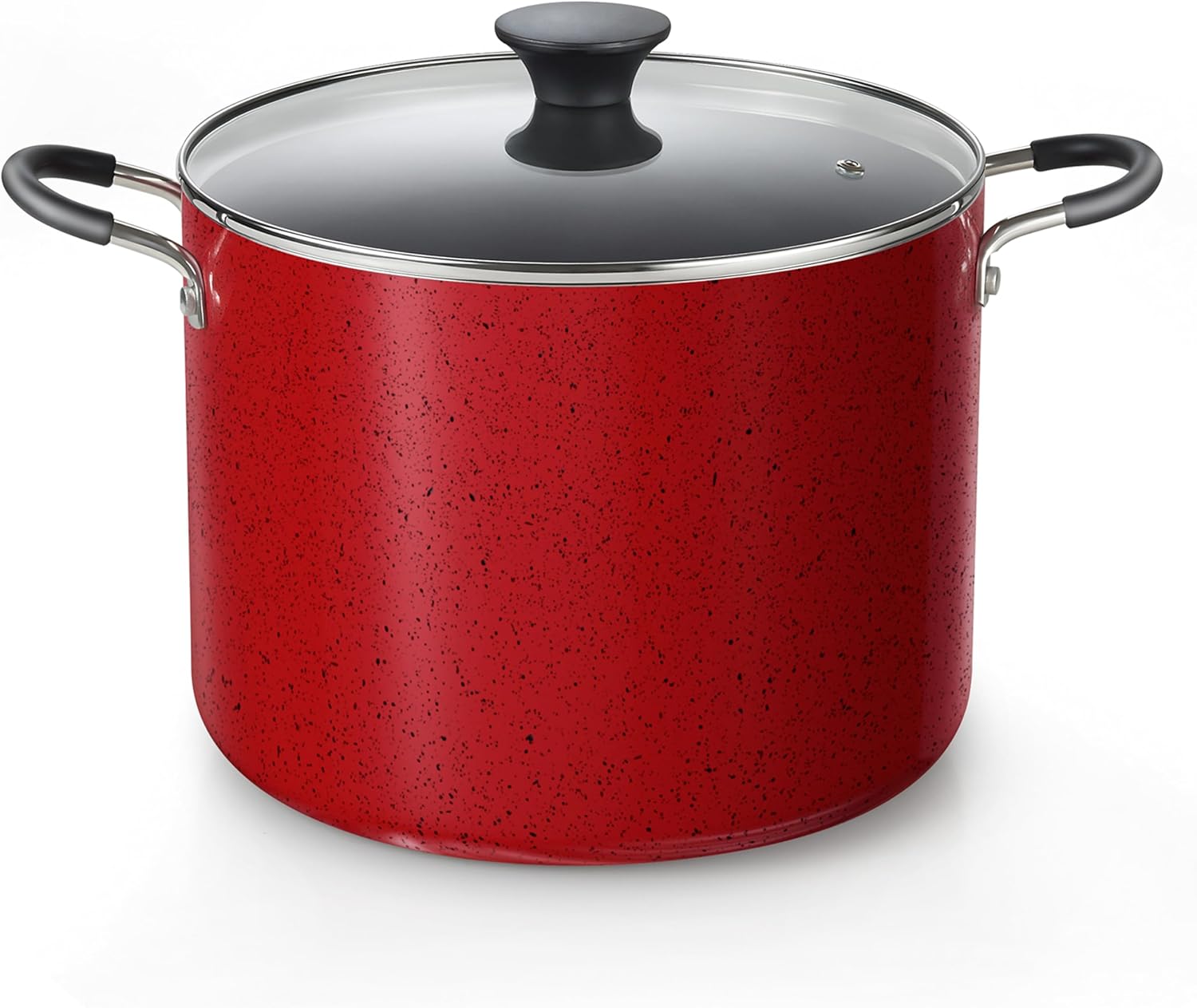 Cook N Home 105 Qt Nonstick Stockpot with Marble Red Glass Lid