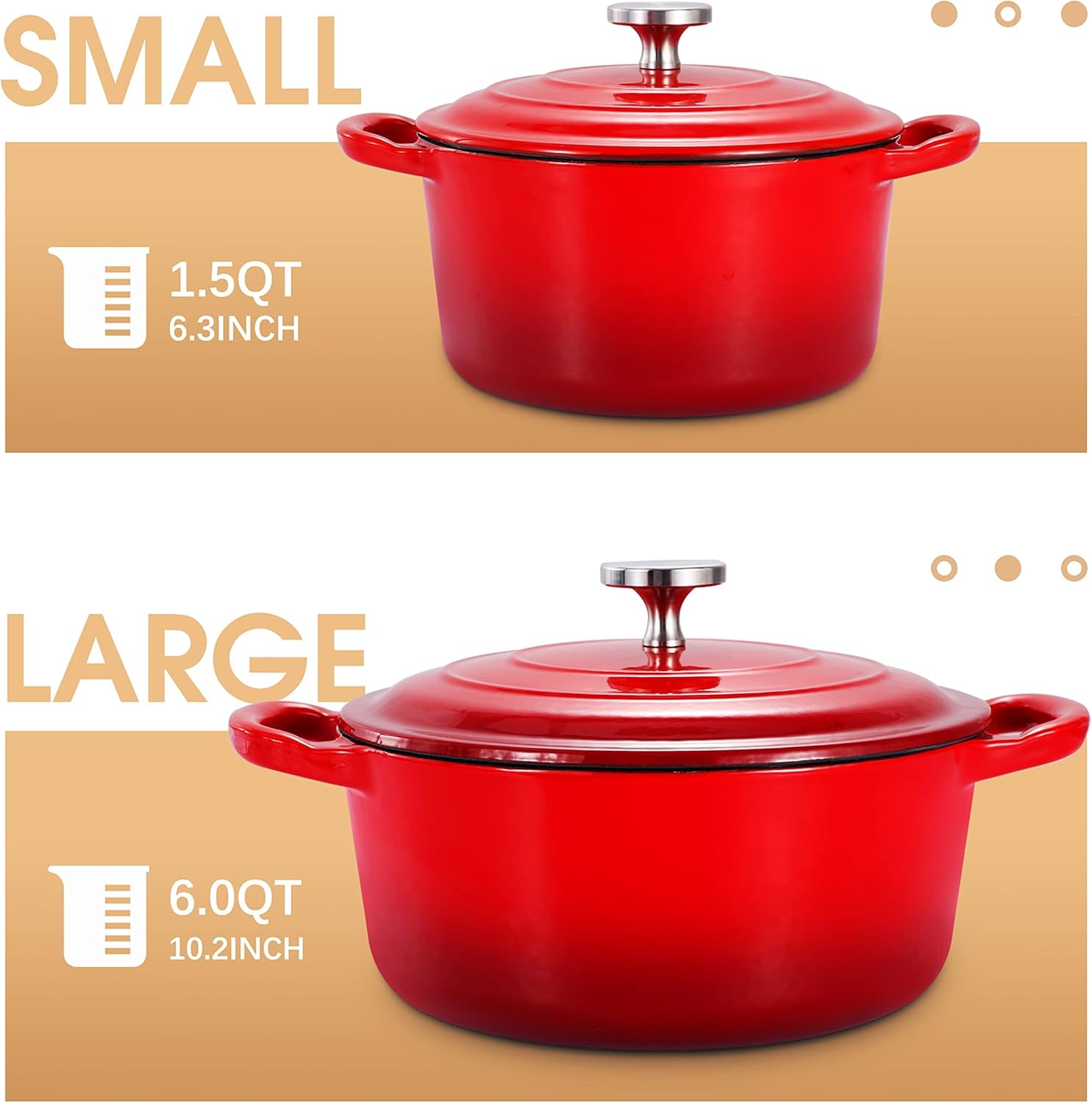Enameled Cast Iron Dutch Oven Set - Easy Cooking Health and Versatility