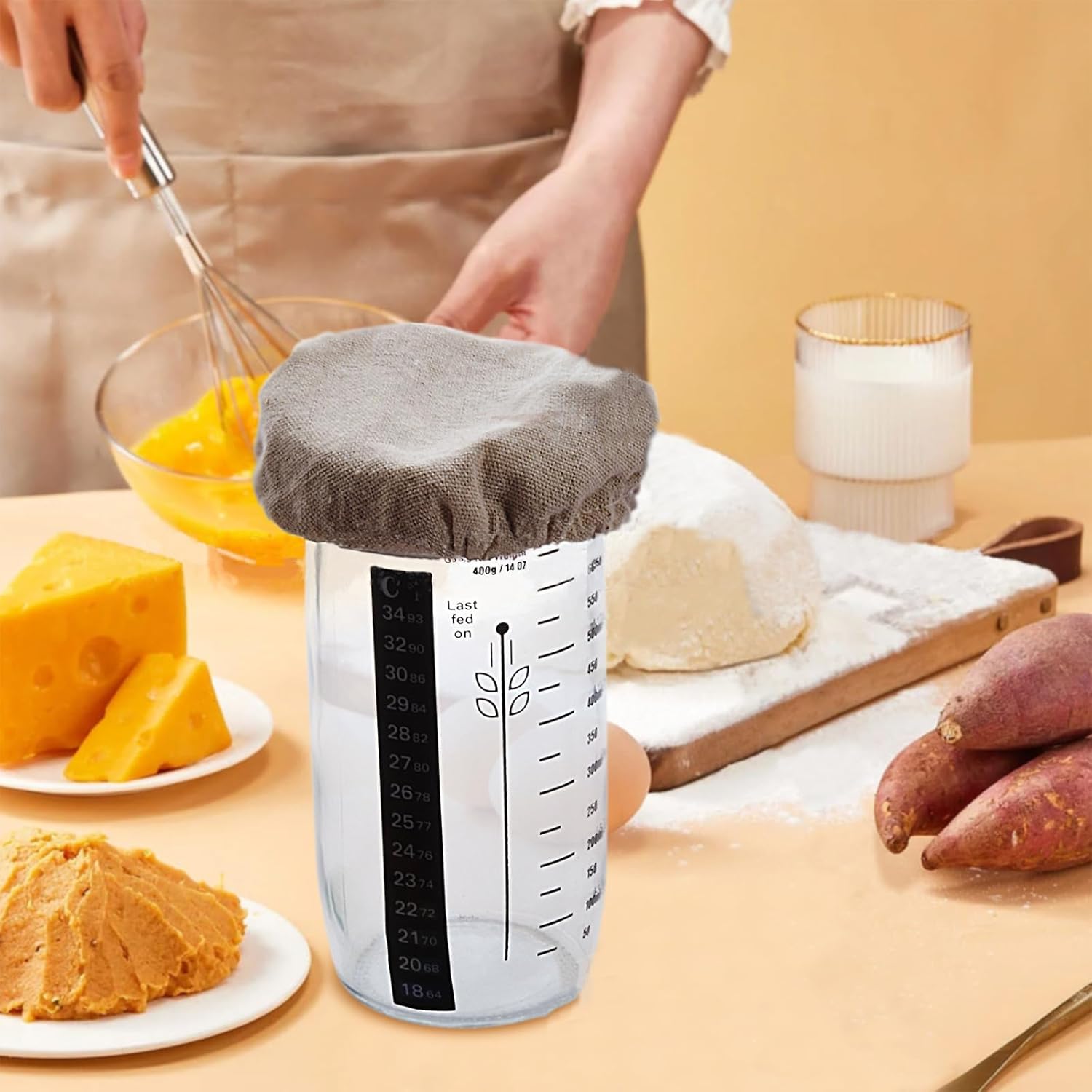 LJHYSD Sourdough Starter Jar Cloth Covers 3 Pack