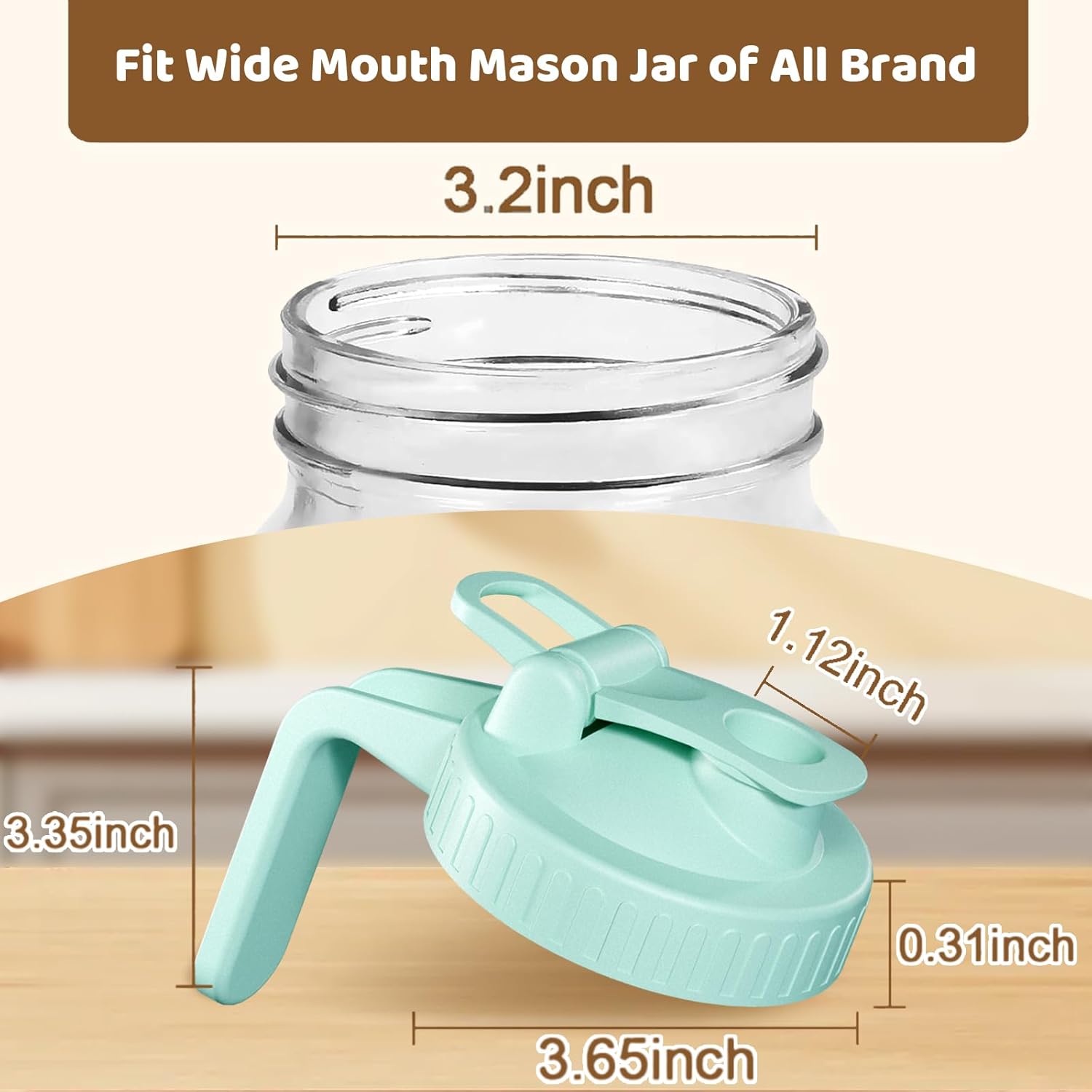 2-Pack Mason Jar Lids with Leak-Proof Lid and Flip Cap