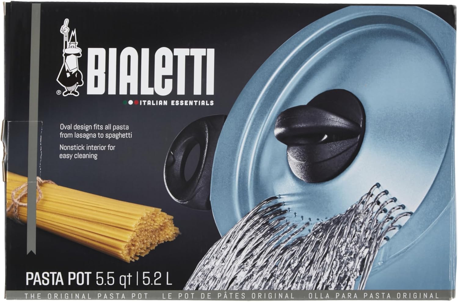 Bella Trieste Nonstick Pasta Pot 55-Quart Strained