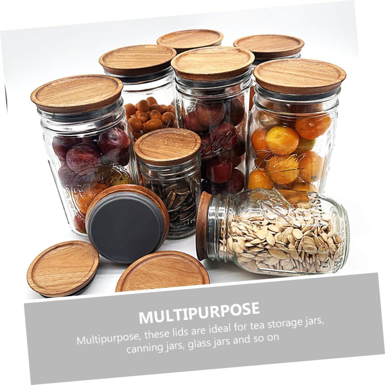 STOBAZA 2 Wooden Mason Jar Lids