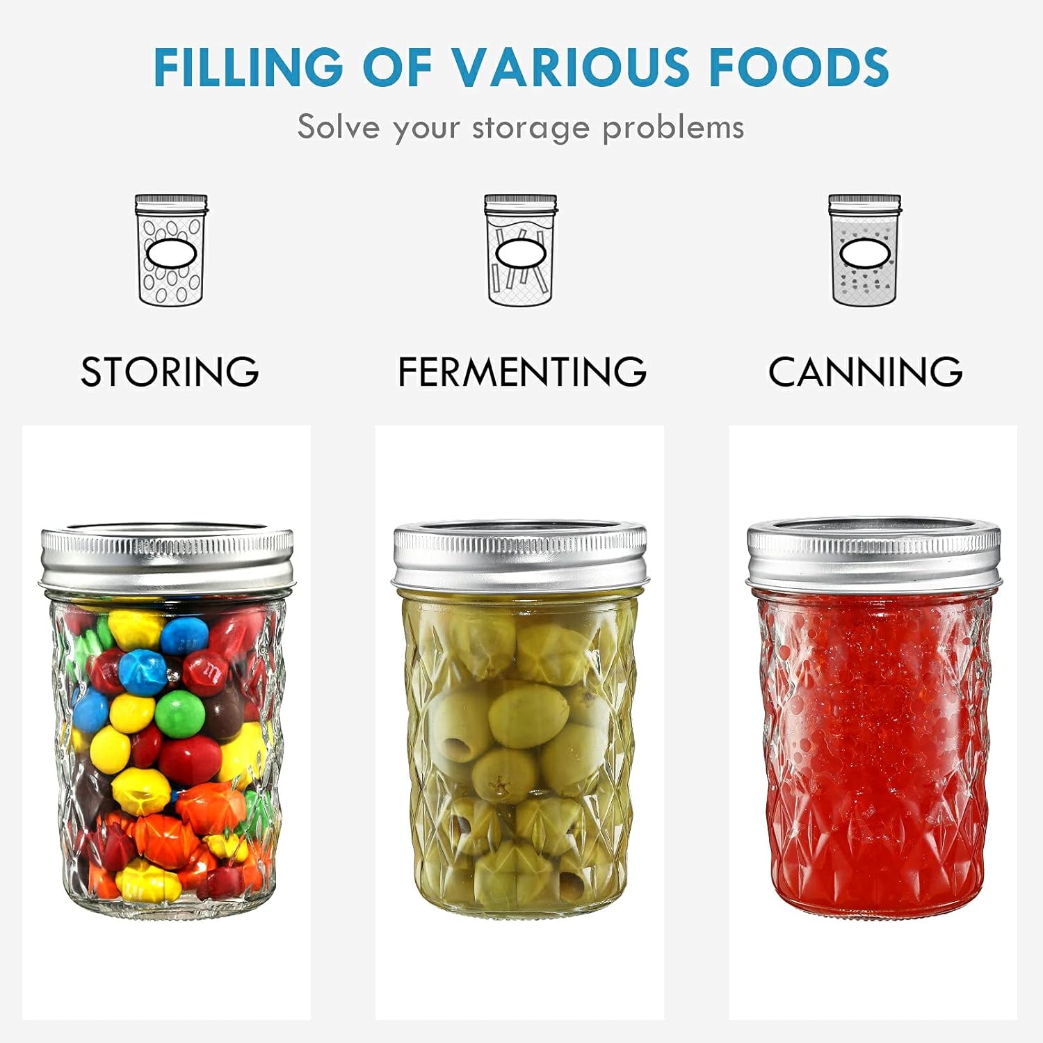 YEBODA 12 Pack Mason Jars