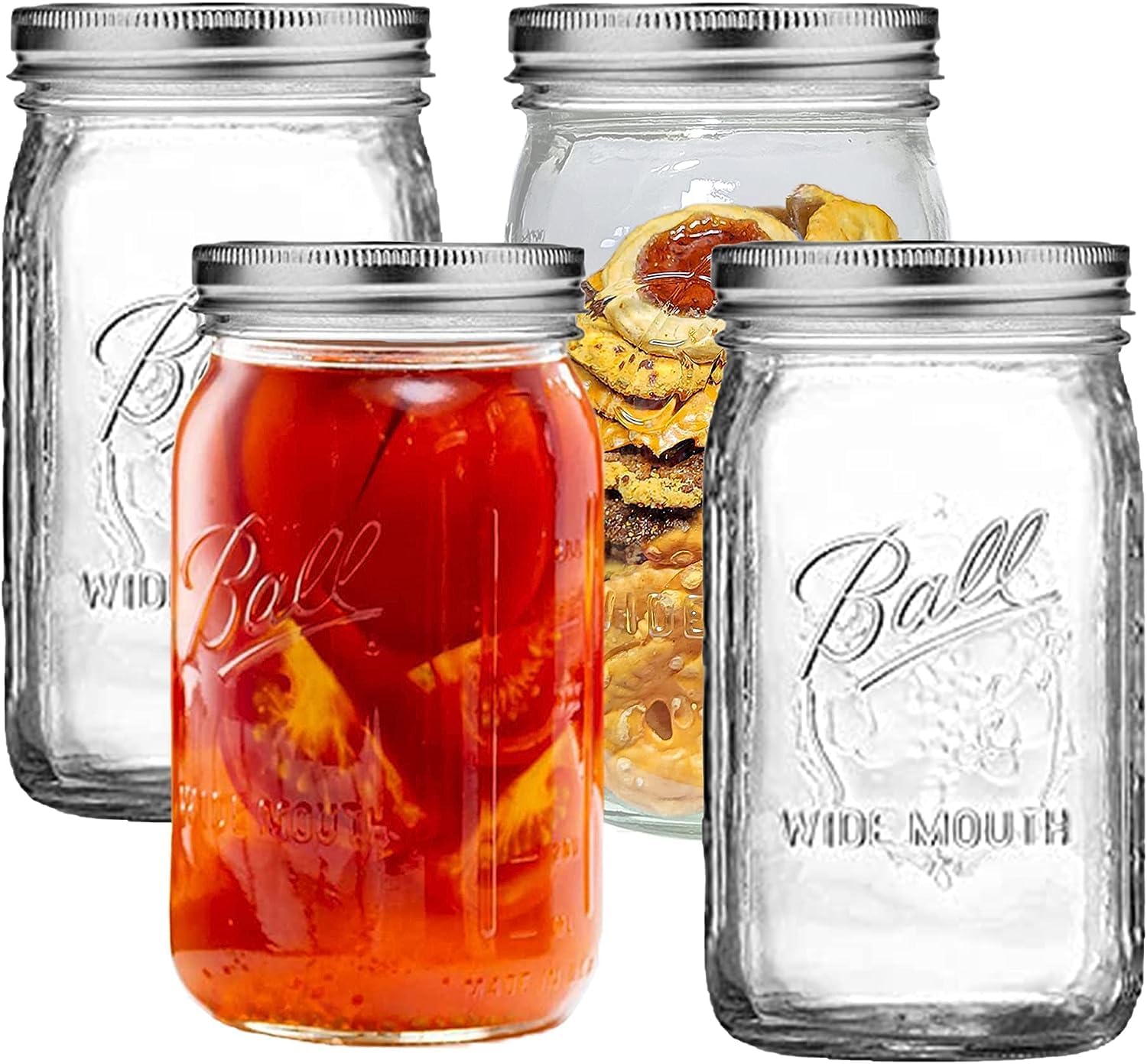 CAMDEPOSU 32 oz Wide Mouth Mason Jars 4 Pack