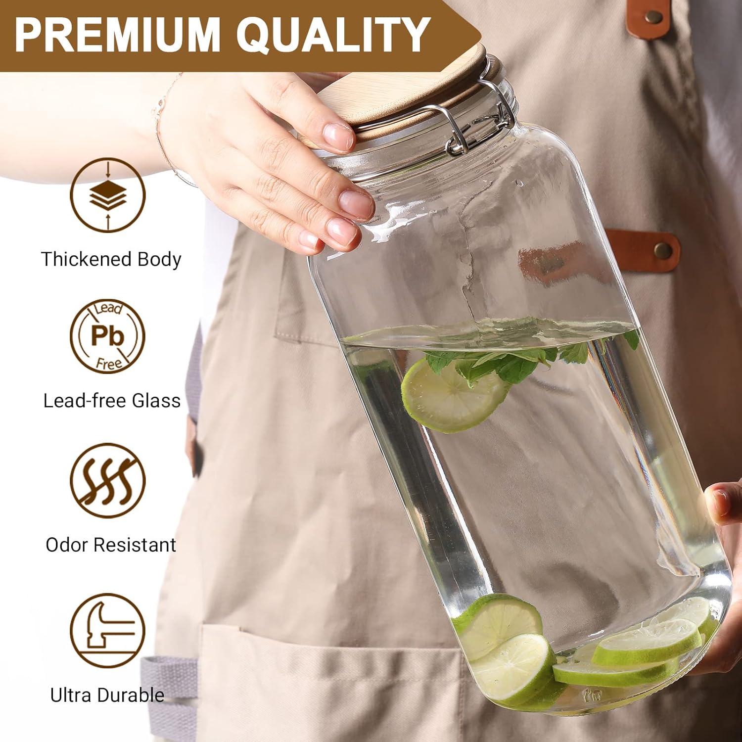 VITEVER Taller 92oz Glass Jars with Airtight Lid 3 Pack