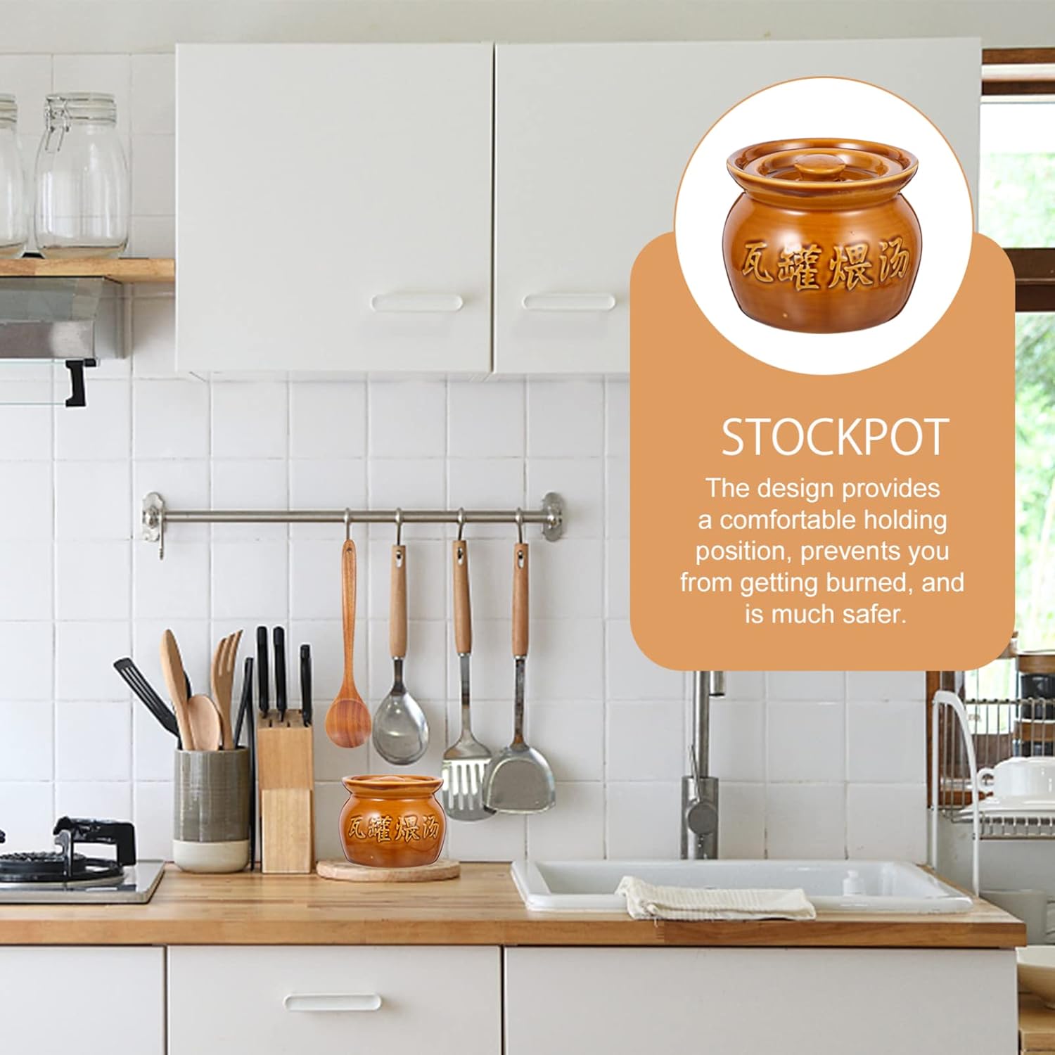 Yardwe Fermenting Jars Small Ceramic Stew Pot for Fermenting and Cooking 400ml