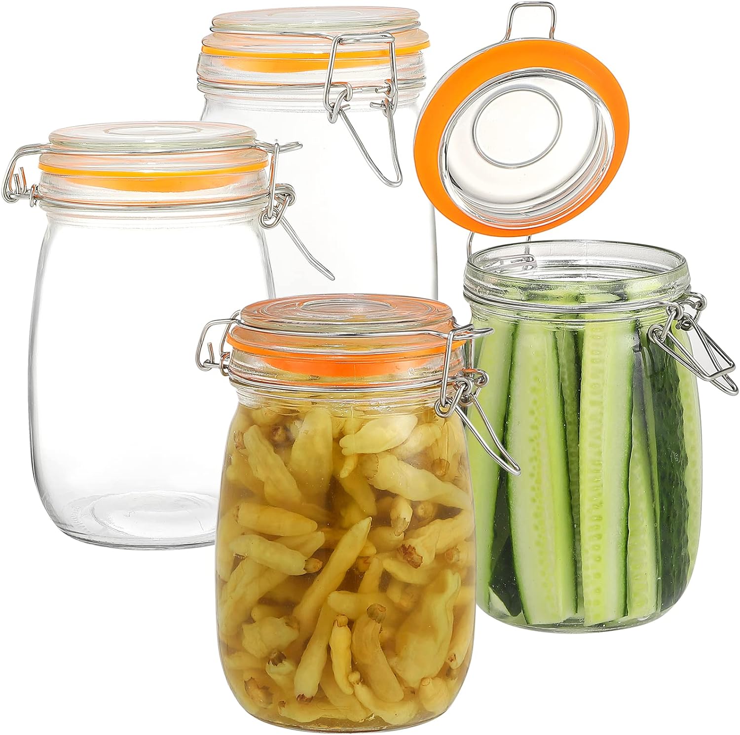 DANALLAN 4Pcs 32 oz Wide Mouth Glass Jars