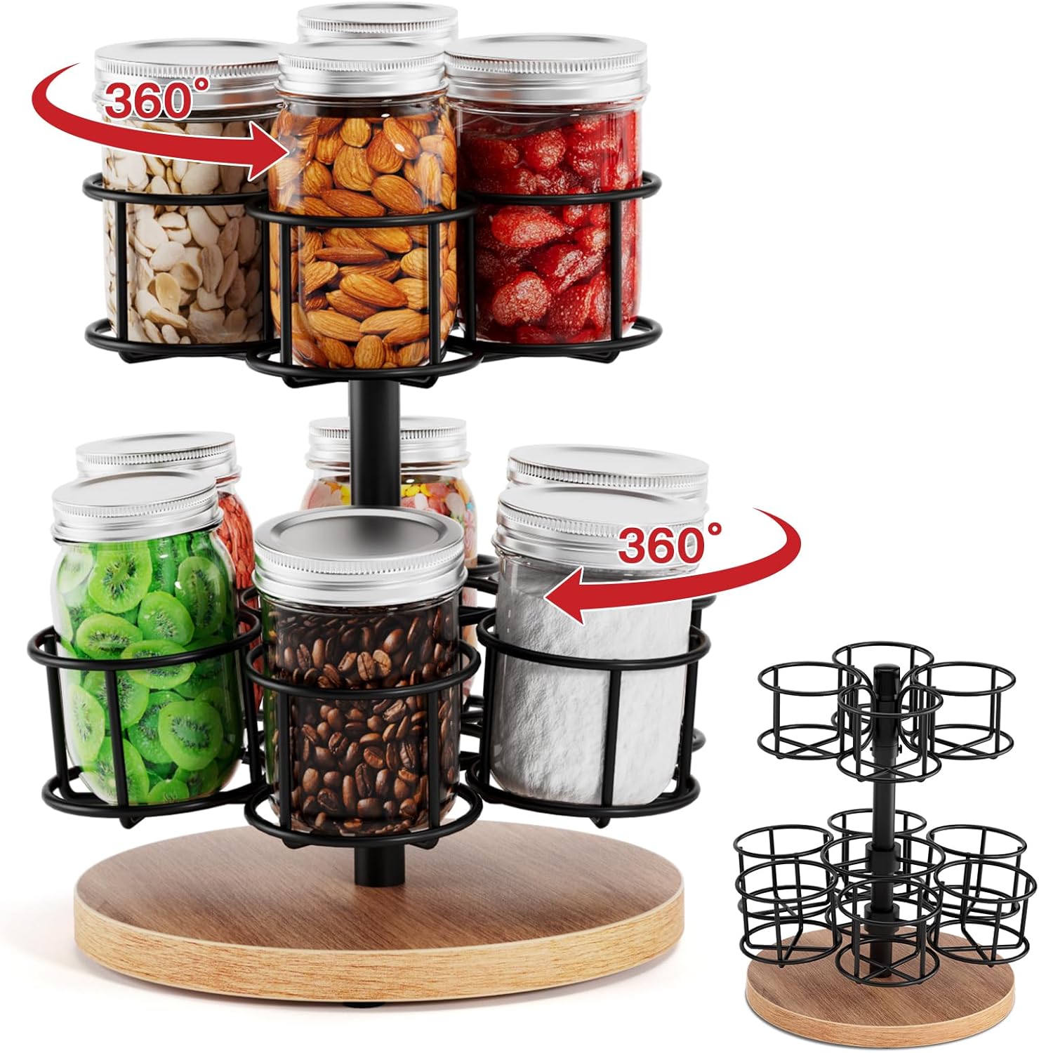 2-Tier Rotating Mason Jar Rack for 16oz Jars 1