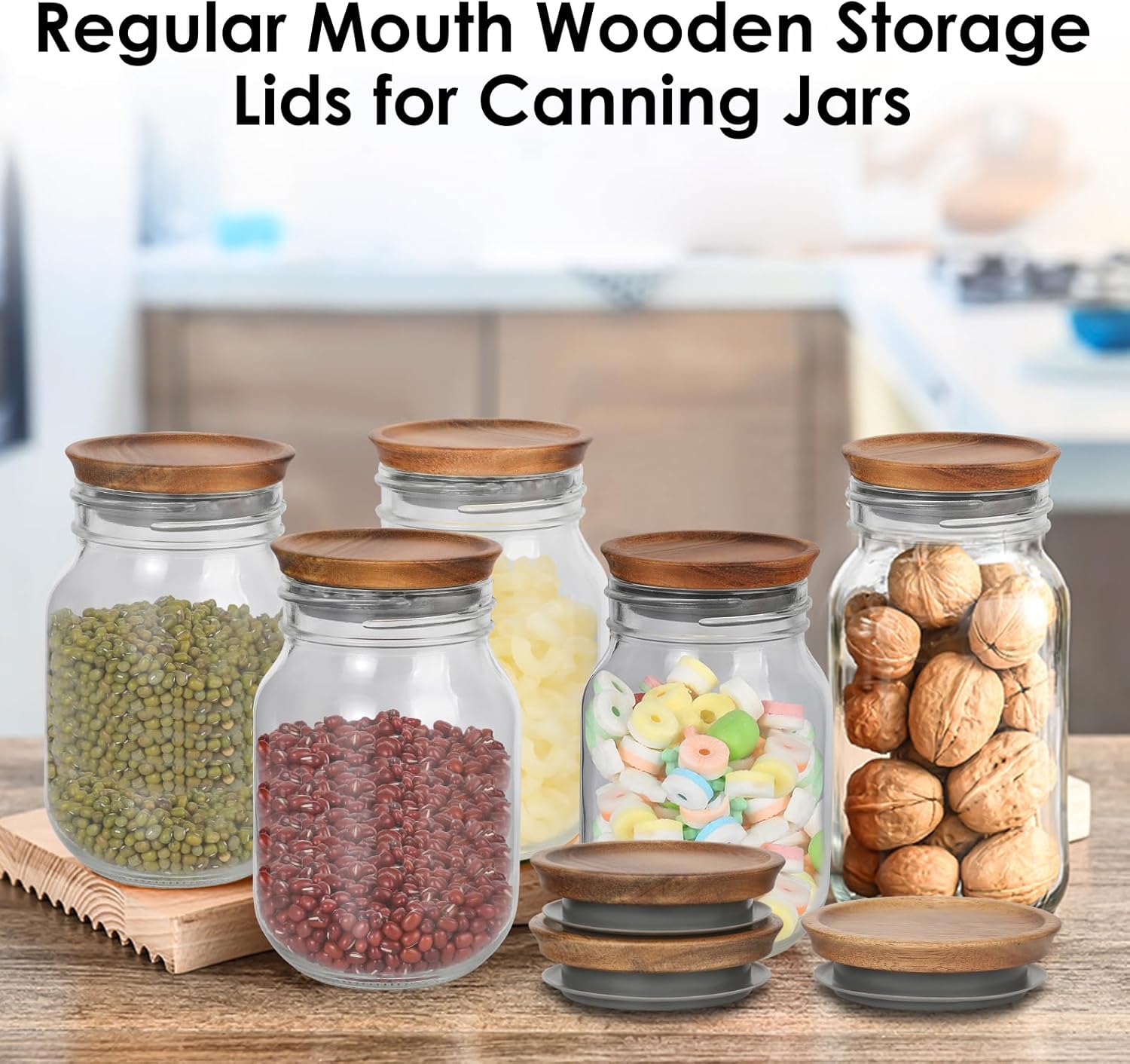 Saiveina 6-Pack Regular Mouth Lids for Mason Jars