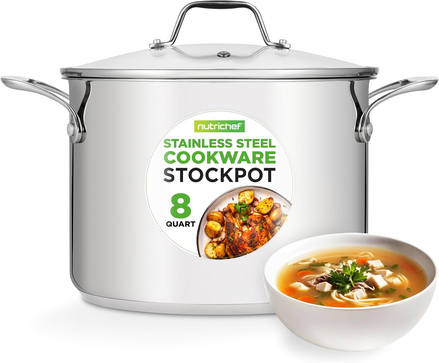 Stainless Steel 8-Quart Stock Pot with See-Through Lid