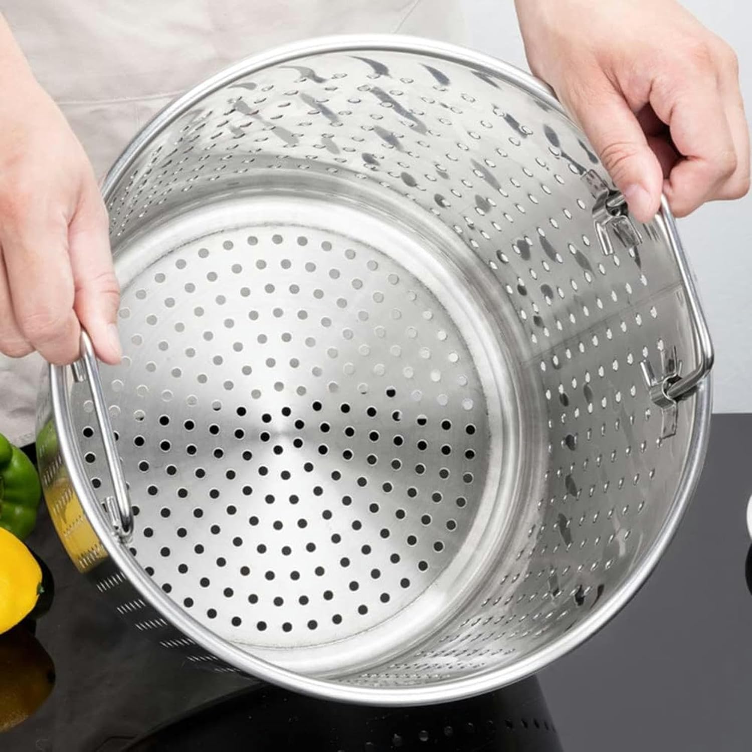 KFJZGZZStainless Steel Stock Pot Strainer Basket Insert - Design for Professional Use
