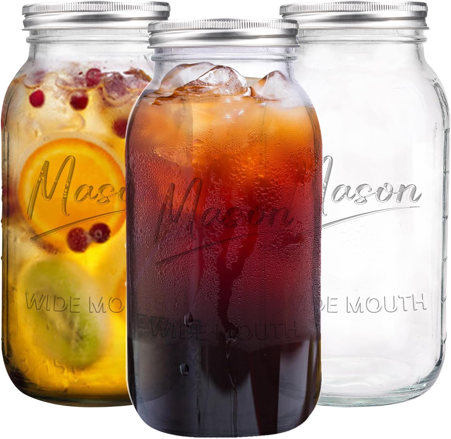 3-Piece Mason Jars with Airtight Lids for Storage